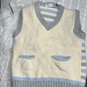 Baby Graziella Cream and Gray V-Neck Sweater Vest Size 3T